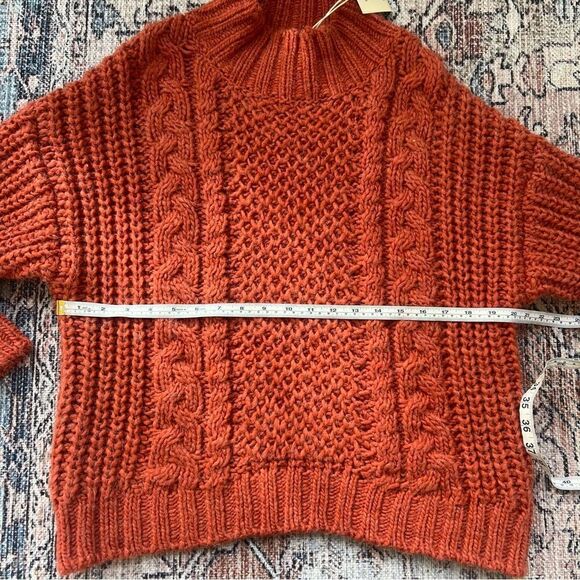 NWT Universal Thread Rust Chunky Cable Knit Mock Turtleneck Pullover Sweater M - Picture 8 of 9